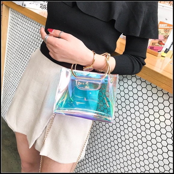 NEW Cat Face Handle Holographic Crossbody - Picture 6 of 8